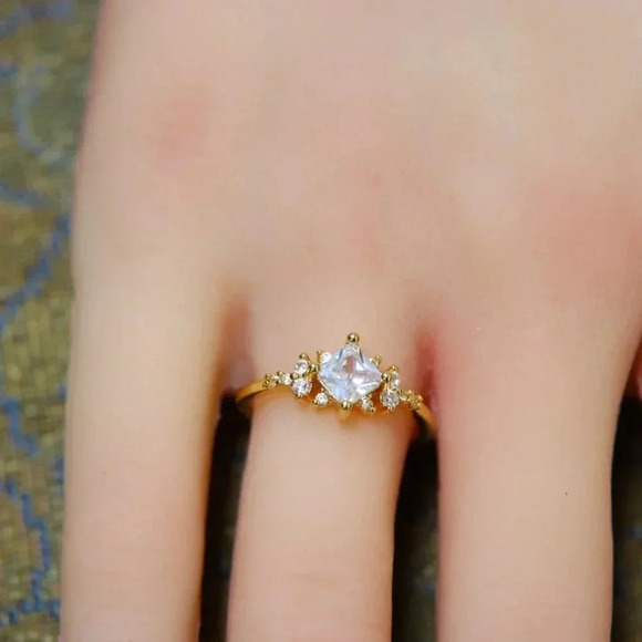 Noble Square Flower Gold Plated Princess Ring for Women, MARCM074-6 - Picture 2 of 3